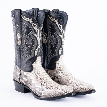 TANNER MARK EXOTIC LEATHER Python Natural Cowboy Boots Snip Toe - Rancho Sementalvariable