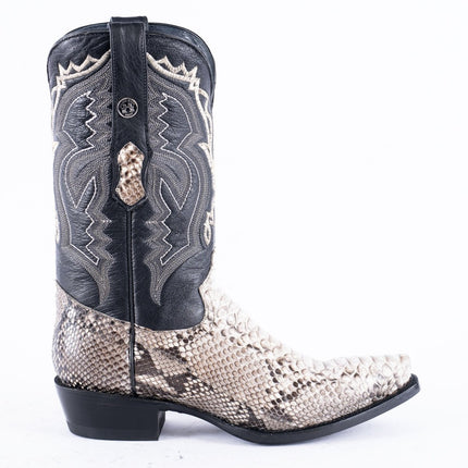 TANNER MARK EXOTIC LEATHER Python Natural Cowboy Boots Snip Toe - Rancho Sementalvariable