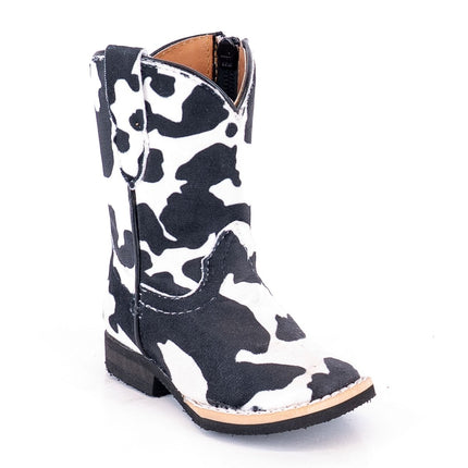 TANNER MARK INFANT Faux Cowhide Black & White Baby Boots - Rancho Sementalvariable