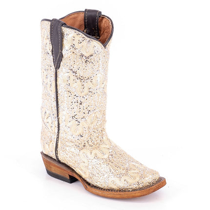 TANNER MARK KIDS Bailey Shimmer Beige Cowgirl Boots - Rancho Sementalvariable