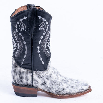 TANNER MARK KIDS Black & White Hair On Cowhide Cowgirl Boots - Rancho Sementalvariable