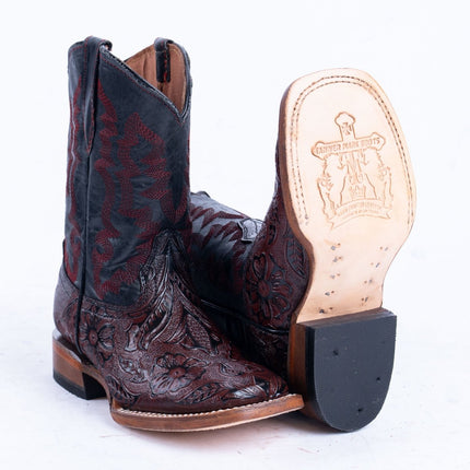 TANNER MARK KIDS Hand Tool Print Red Cowboy Boots - Rancho Sementalvariable