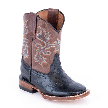 TANNER MARK KIDS Ostrich Print Black Cowboy Boots - Rancho Sementalvariable