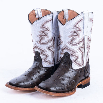 TANNER MARK KIDS Ostrich Print Brown Cowgirl Boots - Rancho Sementalvariable
