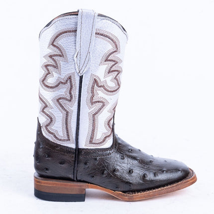 TANNER MARK KIDS Ostrich Print Brown Cowgirl Boots - Rancho Sementalvariable