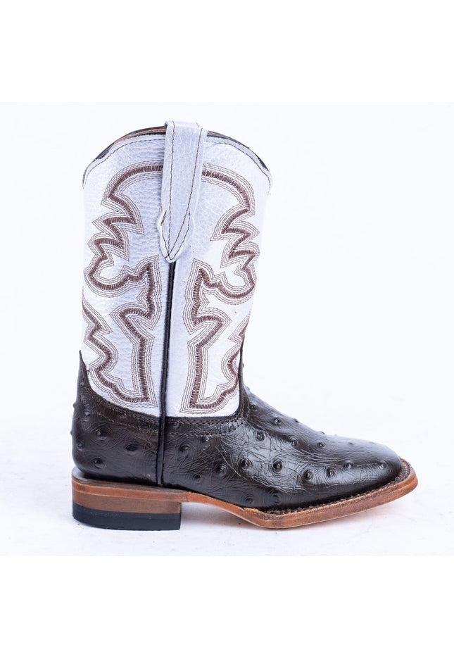 TANNER MARK KIDS Ostrich Print Brown Cowgirl Boots - Rancho Sementalvariable