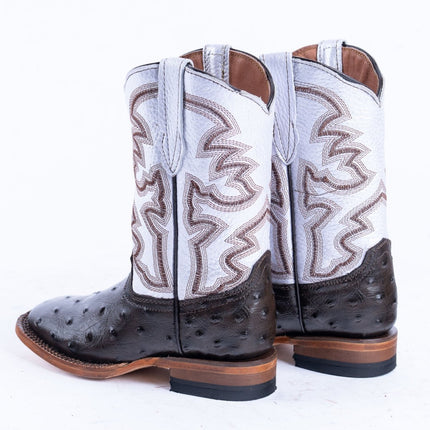 TANNER MARK KIDS Ostrich Print Brown Cowgirl Boots - Rancho Sementalvariable