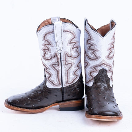 TANNER MARK KIDS Ostrich Print Brown Cowgirl Boots - Rancho Sementalvariable