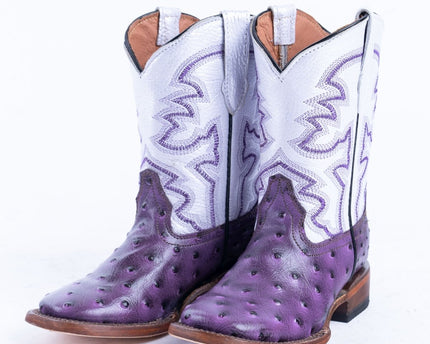 TANNER MARK KIDS Ostrich Print Purple Cowgirl Boots - Rancho Sementalvariable