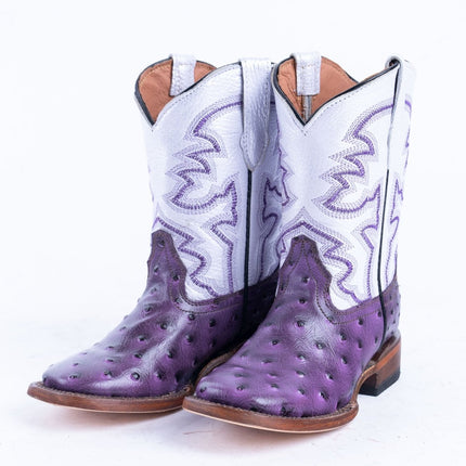 TANNER MARK KIDS Ostrich Print Purple Cowgirl Boots - Rancho Sementalvariable