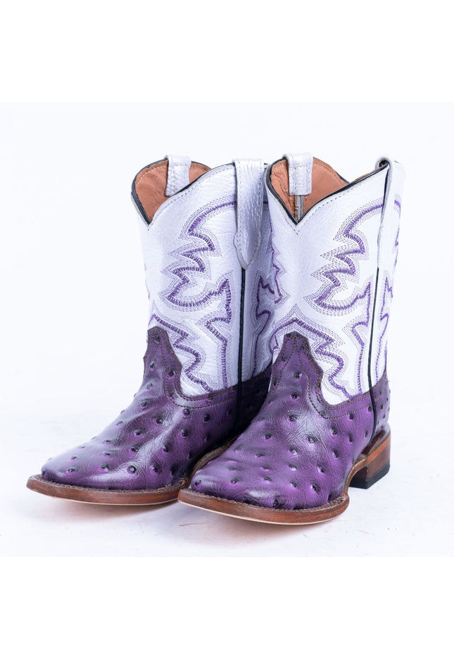 TANNER MARK KIDS Ostrich Print Purple Cowgirl Boots - Rancho Sementalvariable