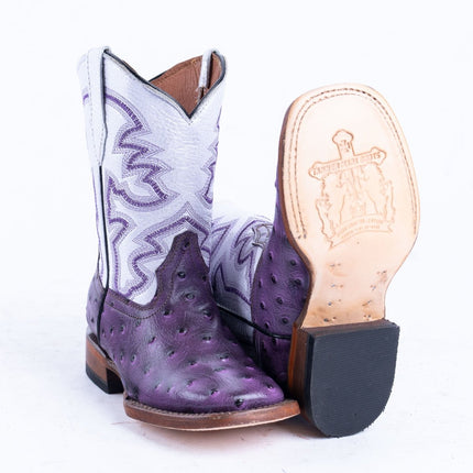 TANNER MARK KIDS Ostrich Print Purple Cowgirl Boots - Rancho Sementalvariable