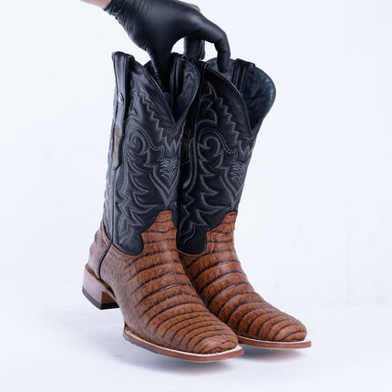 TANNER MARK MEN'S Caiman Belly Cognac Western Boots Whit Hybrid Sole - Rancho Sementalvariable