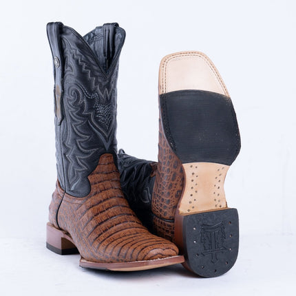 TANNER MARK MEN'S Caiman Belly Cognac Western Boots Whit Hybrid Sole - Rancho Sementalvariable