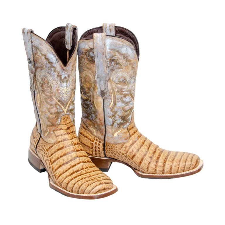 TANNER MARK MEN'S Caiman Belly Orix Western Boots Whit Everest Honey Top / Hybrid Sole - Rancho Sementalvariable