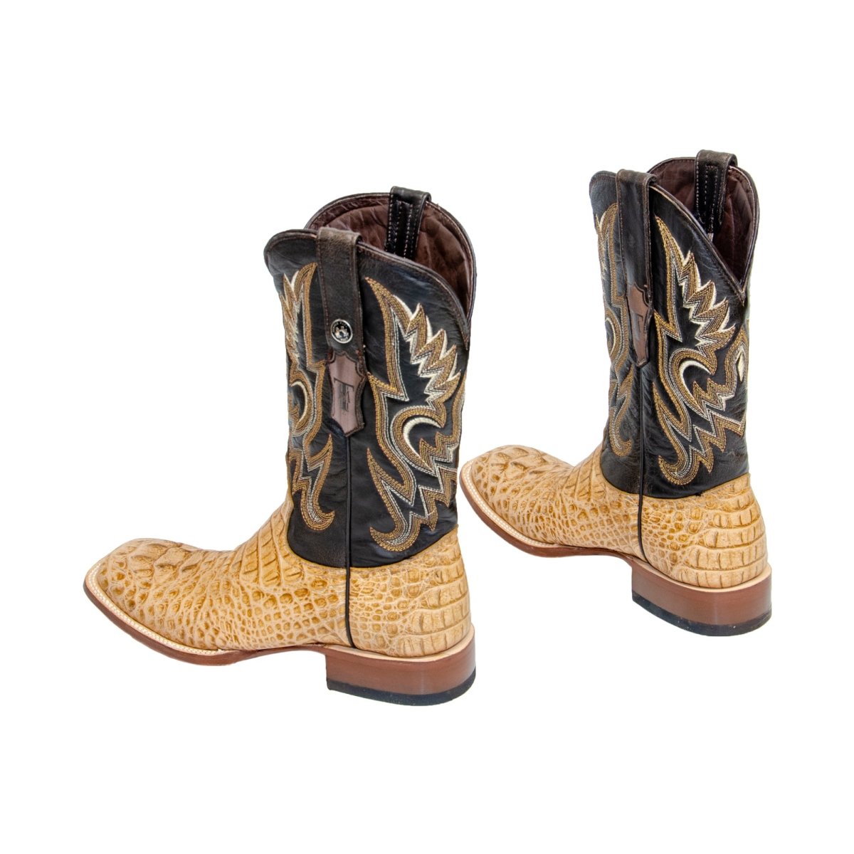 TANNER MARK MEN'S Caiman Hornback Orix Western Boots Whit Kabul Brown Top - Rancho Sementalvariable