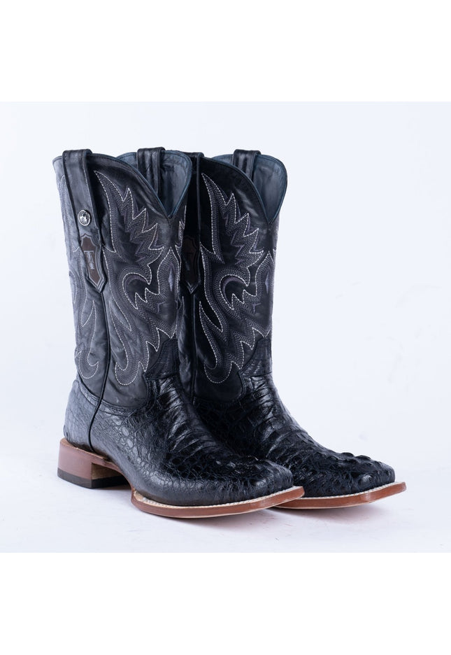 TANNER MARK MEN'S Croc Hornback Black Print Western Boots - Rancho Sementalvariable