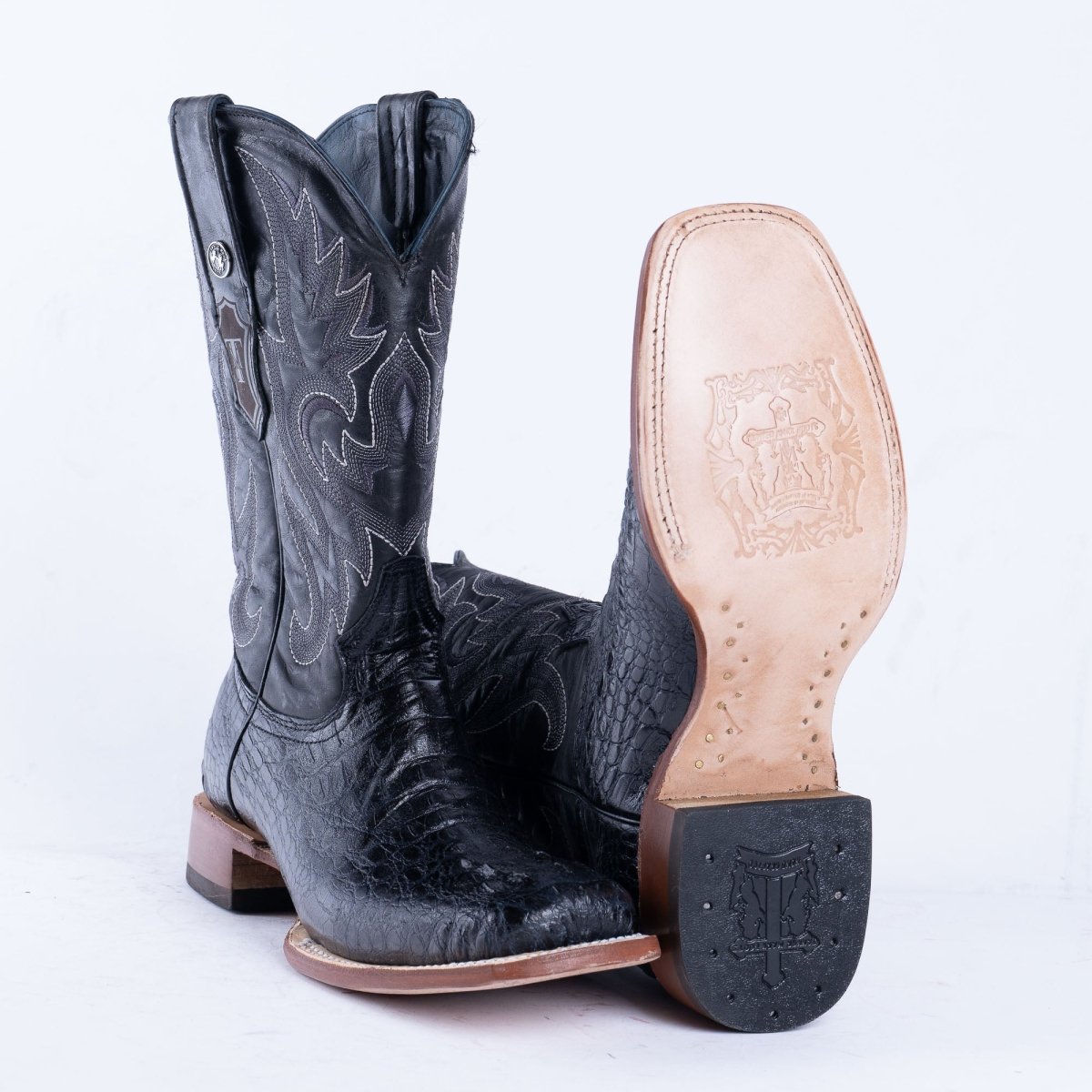 TANNER MARK MEN'S Croc Hornback Black Print Western Boots - Rancho Sementalvariable