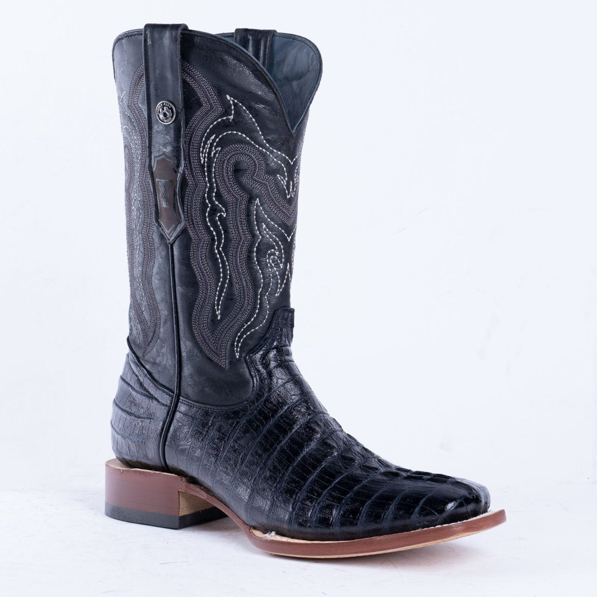 Grinders Carolina CROC Black Leather Crocodile Tail Cowboy Boots – Men's UK 6-12 / US 6-12