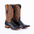 TANNER MARK MEN'S EXOTIC LEATHER Caiman Belly Black Western Boots Hybrid Sole - Rancho Sementalvariable