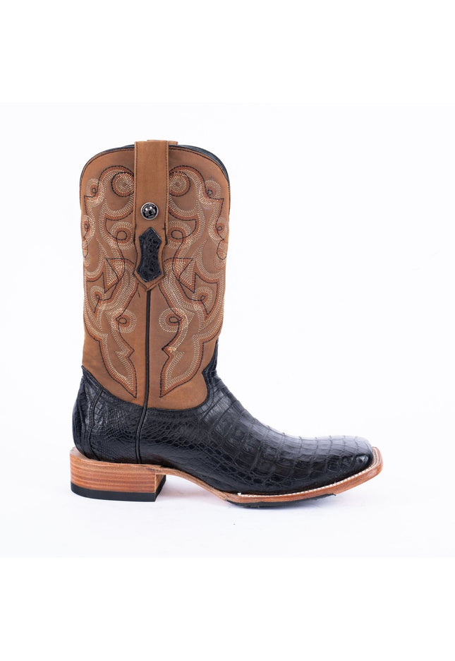 TANNER MARK MEN'S EXOTIC LEATHER Caiman Belly Black Western Boots Hybrid Sole - Rancho Sementalvariable