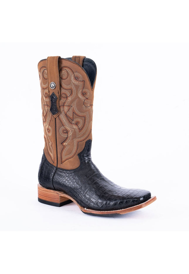 TANNER MARK MEN'S EXOTIC LEATHER Caiman Belly Black Western Boots Hybrid Sole - Rancho Sementalvariable