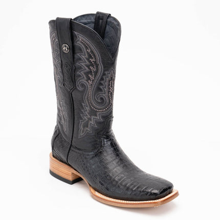 TANNER MARK MEN'S EXOTIC LEATHER Caiman Belly Black Western Boots - Rancho Sementalvariable