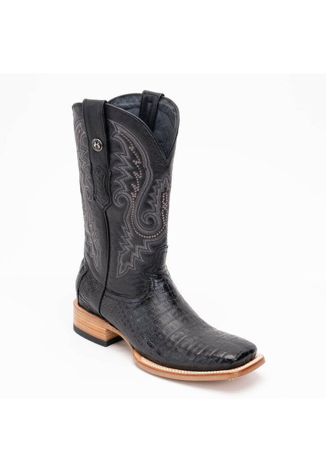 TANNER MARK MEN'S EXOTIC LEATHER Caiman Belly Black Western Boots - Rancho Sementalvariable