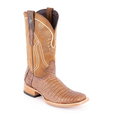 TANNER MARK MEN'S EXOTIC LEATHER Caiman Belly Pull Up Antique Cowboy Boots - Rancho Sementalvariable