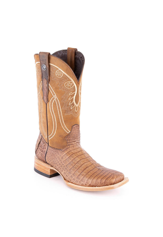 TANNER MARK MEN'S EXOTIC LEATHER Caiman Belly Pull Up Antique Cowboy Boots - Rancho Sementalvariable