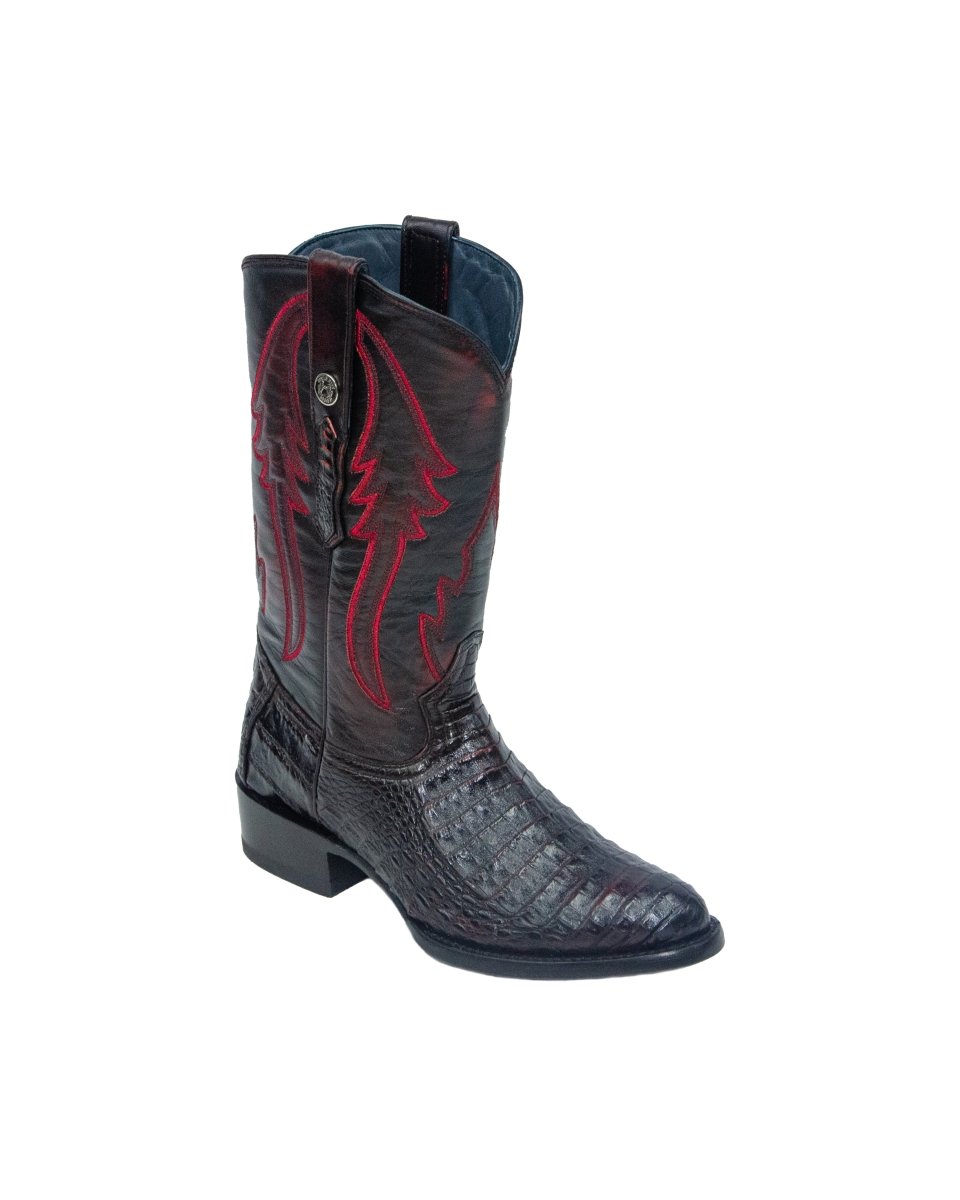 TANNER MARK MEN'S EXOTIC LEATHER Croc Belly Black Cherry Cowboy Boots - Rancho Sementalvariable