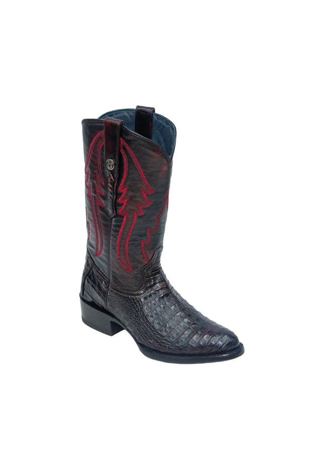 TANNER MARK MEN'S EXOTIC LEATHER Croc Belly Black Cherry Cowboy Boots - Rancho Sementalvariable