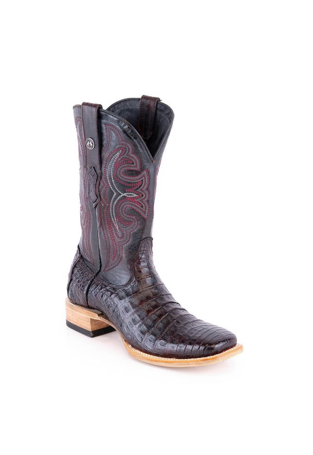 TANNER MARK MEN'S EXOTIC LEATHER Croc Belly Black Cherry Cowboy Boots - Rancho Sementalvariable