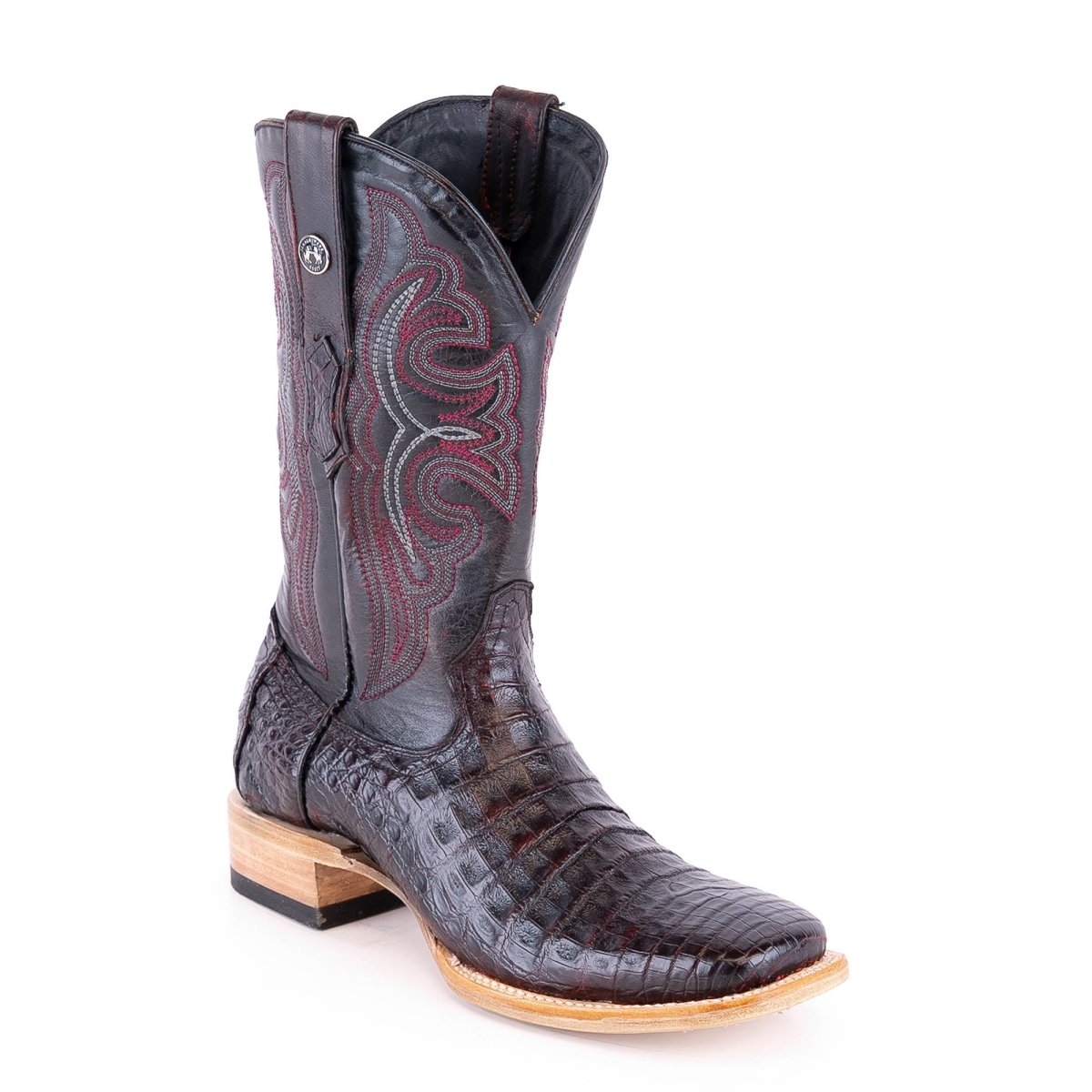 TANNER MARK MEN'S EXOTIC LEATHER Croc Belly Black Cherry Cowboy Boots - Rancho Sementalvariable