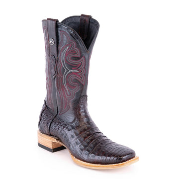 TANNER MARK MEN'S EXOTIC LEATHER Croc Belly Black Cherry Cowboy Boots - Rancho Sementalvariable
