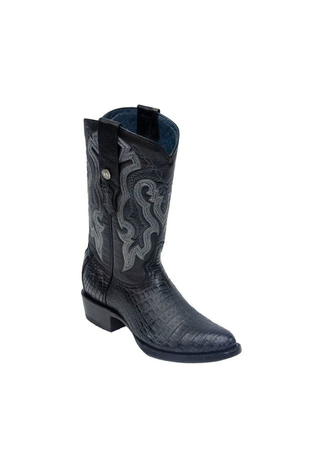 TANNER MARK MEN'S EXOTIC LEATHER Croc Belly Black Cowboy Boots - Rancho Sementalvariable