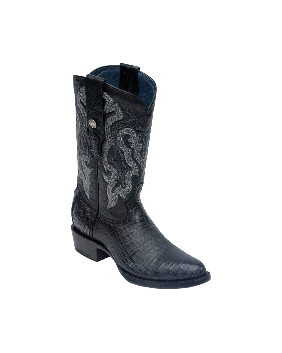 TANNER MARK MEN'S EXOTIC LEATHER Croc Belly Black Cowboy Boots - Rancho Sementalvariable