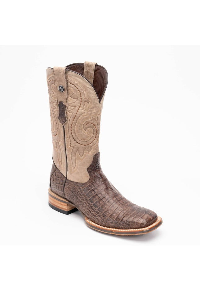 TANNER MARK MEN'S EXOTIC LEATHER Croc Belly Brown Cowboy Boots ATX Sole - Rancho Sementalvariable