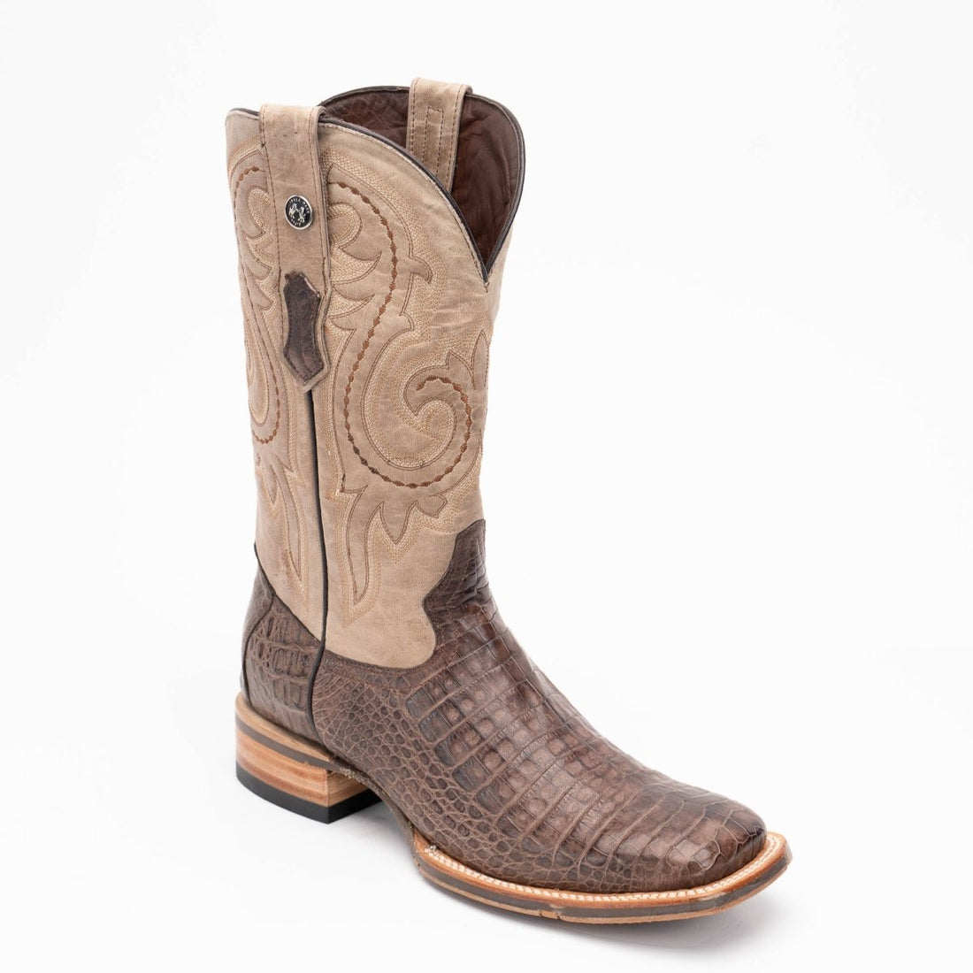 TANNER MARK MEN'S EXOTIC LEATHER Croc Belly Brown Cowboy Boots ATX Sole - Rancho Sementalvariable