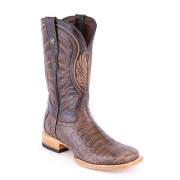TANNER MARK MEN'S EXOTIC LEATHER Croc Belly Brown Cowboy Boots - Rancho Sementalvariable
