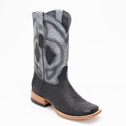 TANNER MARK MEN'S EXOTIC LEATHER Croc Belly Matte Black Cowboy Boots EE - WIDE - Rancho Sementalvariable