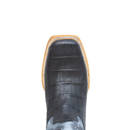 TANNER MARK MEN'S EXOTIC LEATHER Croc Belly Matte Black Cowboy Boots - Rancho Sementalvariable