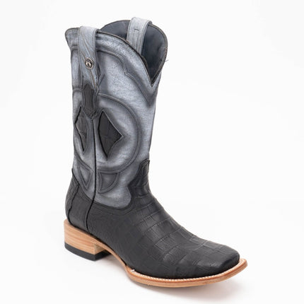 TANNER MARK MEN'S EXOTIC LEATHER Croc Belly Matte Black Cowboy Boots - Rancho Sementalvariable