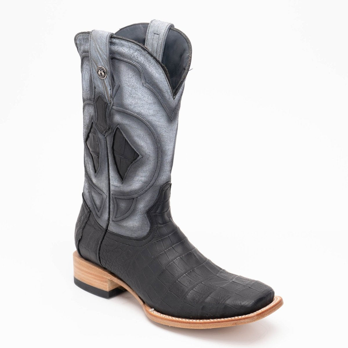 TANNER MARK MEN'S EXOTIC LEATHER Croc Belly Matte Black Cowboy Boots - Rancho Sementalvariable