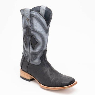 TANNER MARK MEN'S EXOTIC LEATHER Croc Belly Matte Black Cowboy Boots - Rancho Sementalvariable