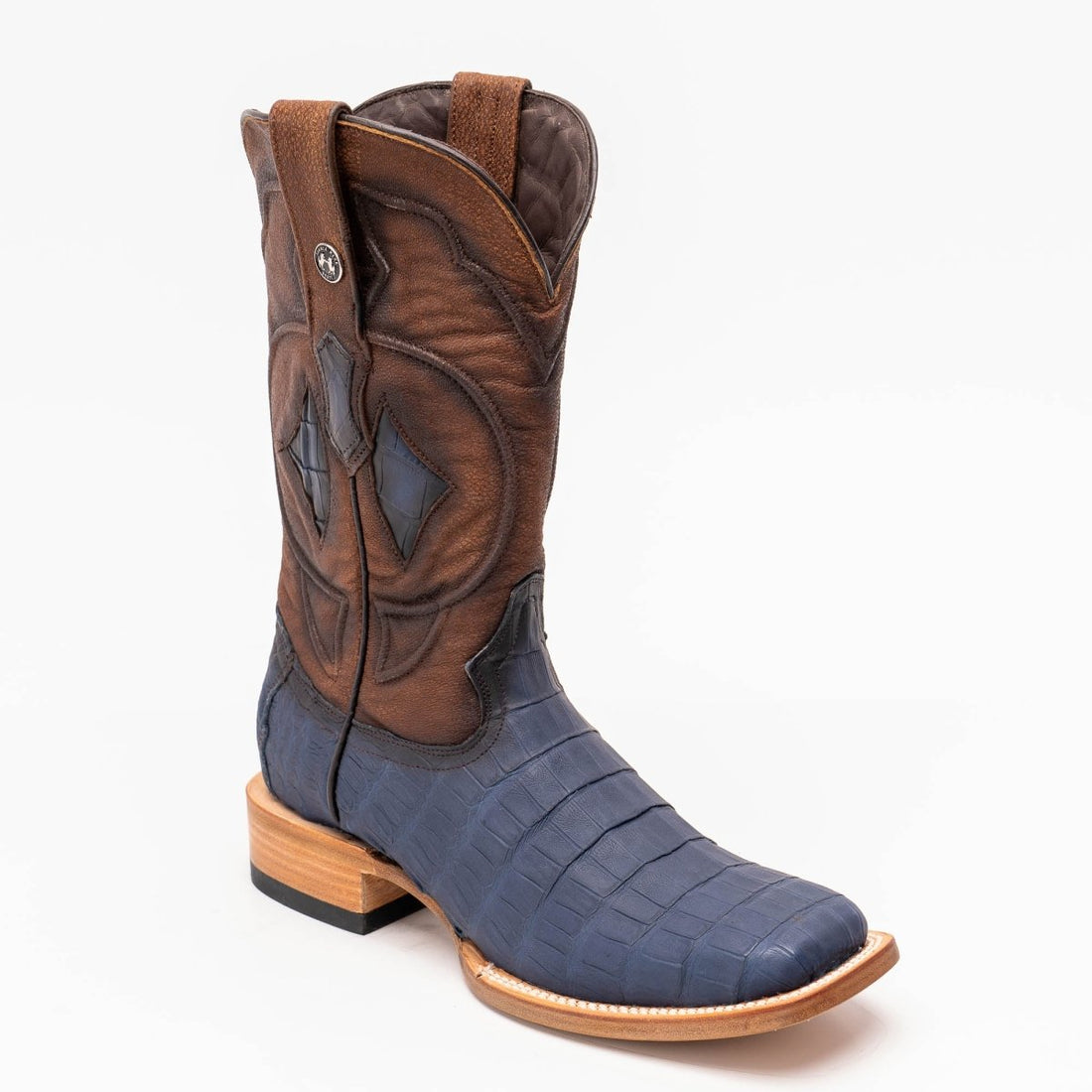 TANNER MARK MEN'S EXOTIC LEATHER Croc Belly Matte Blue Cowboy Boots - Rancho Sementalvariable