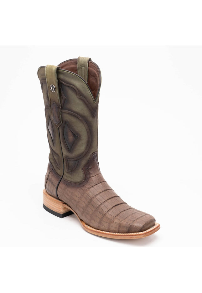TANNER MARK MEN'S EXOTIC LEATHER Croc Belly Matte Oak Cowboy Boots - Rancho Sementalvariable