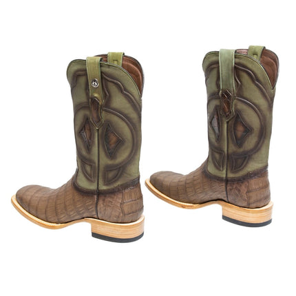 TANNER MARK MEN'S EXOTIC LEATHER Croc Belly Matte Oak Cowboy Boots - Rancho Sementalvariable