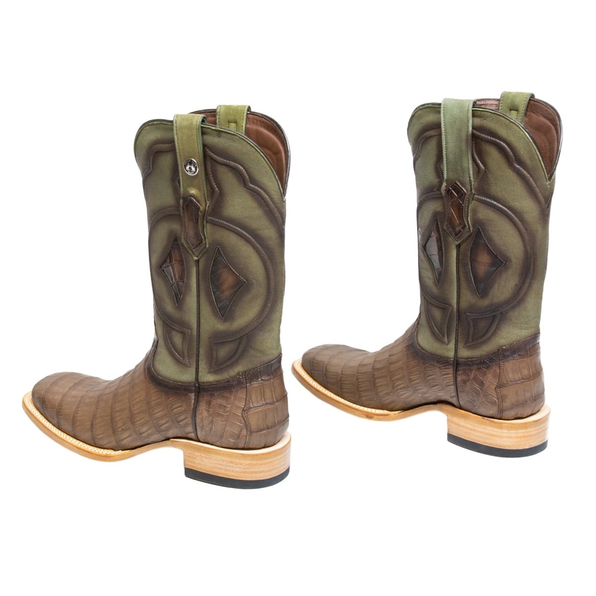 TANNER MARK MEN'S EXOTIC LEATHER Croc Belly Matte Oak Cowboy Boots - Rancho Sementalvariable