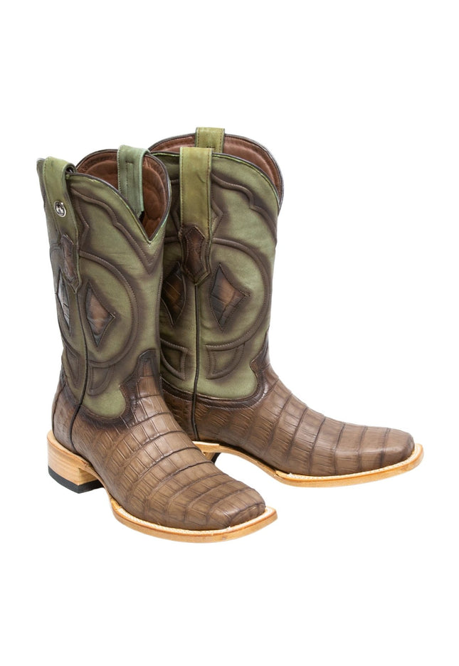 TANNER MARK MEN'S EXOTIC LEATHER Croc Belly Matte Oak Cowboy Boots - Rancho Sementalvariable